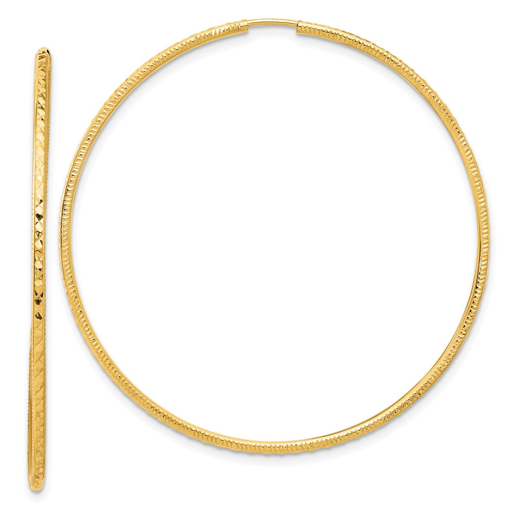 14k D/C 1.50mm Endless Hoop Earrings - 7