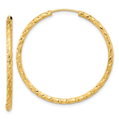 14k Polished and Satin D/C 2.00mm Endless Hoop Earrings - 3