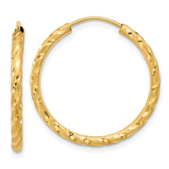 14k Polished and Satin D/C 2.00mm Endless Hoop Earrings - 6