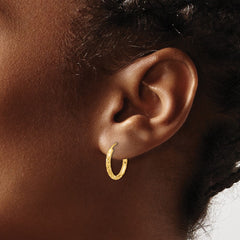 14k Polished and Satin D/C 2.00mm Endless Hoop Earrings - 4