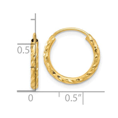 14k Polished and Satin D/C 2.00mm Endless Hoop Earrings - 4