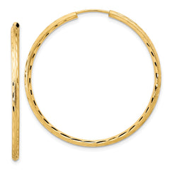 14k Polished and Satin D/C 2.00mm Endless Hoop Earrings - 7