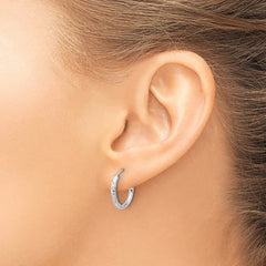 14k White Gold Polished and Satin D/C 2.00mm Endless Hoop Earrings - 2