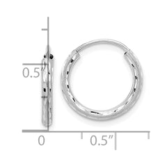 14k White Gold Polished and Satin D/C 2.00mm Endless Hoop Earrings - 2
