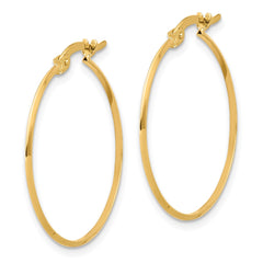 14K Polished Knife Edge Hoop Earrings - 2