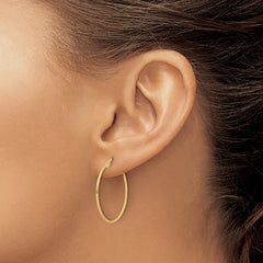 14K Polished Knife Edge Hoop Earrings - 2