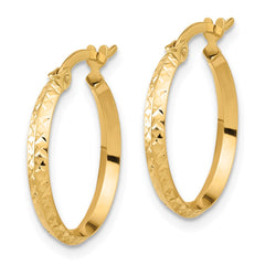 14K Polished and Diamond-cut Knife Edge Hoop Earrings - 2