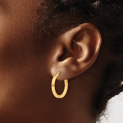 14K Polished and Diamond-cut Hoop Earrings - 6