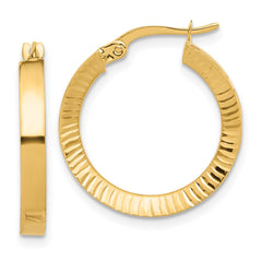 14K Polished and Diamond-cut Hoop Earrings - 6
