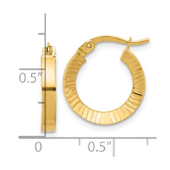14K Polished and Diamond-cut Hoop Earrings - 3