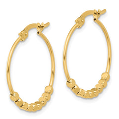 14K Polished Beads Hoop Earrings - 2