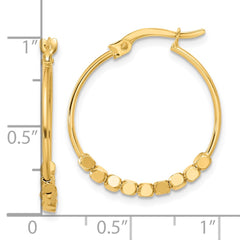 14K Polished Beads Hoop Earrings - 2