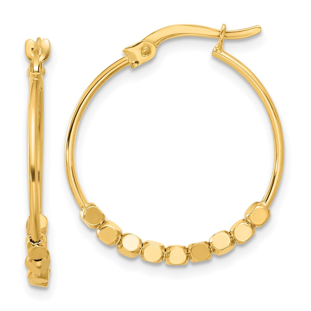 14K Polished Beads Hoop Earrings - 2