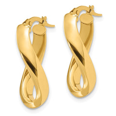 14K Polished Twisted Oval Hoop Earrings - 2