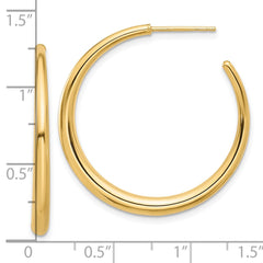 14K Polished Hoop Post Earrings - 2