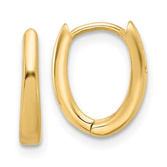 14K Polished Oval Hinged Hoop Earrings - 2