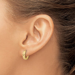 14K Polished CZ Hinged Hoop Earrings