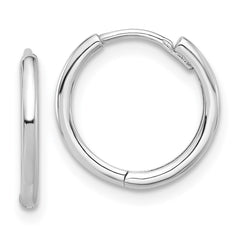 14K White Gold Polished Hinged Hoop Earrings - 4