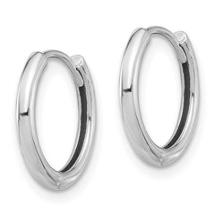 14K White Gold Polished Hinged Hoop Earrings - 2