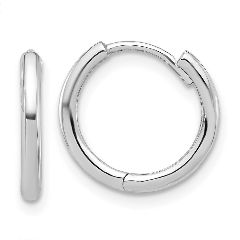 14K White Gold Polished Hinged Hoop Earrings - 2