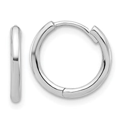 14K White Gold Polished Hinged Hoop Earrings - 2