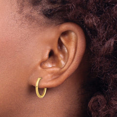 14K Polished Hinged Hoop Earrings - 3