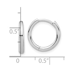 14K White Gold Polished Hinged Hoop Earrings - 6