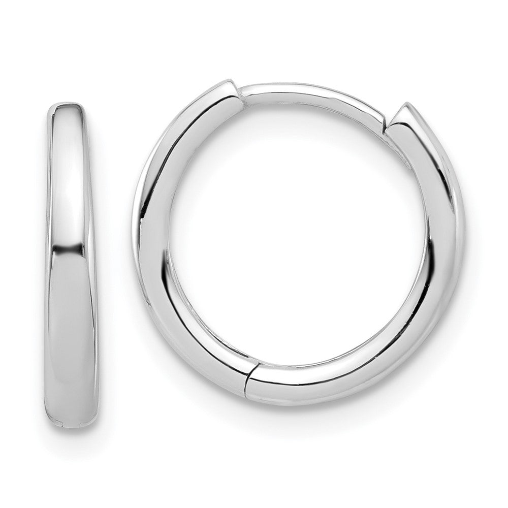 14K White Gold Polished Hinged Hoop Earrings - 6