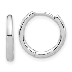 14K White Gold Polished Hinged Hoop Earrings - 6