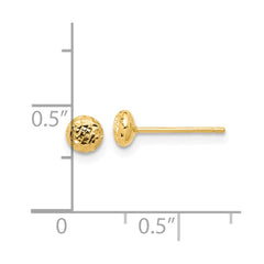 14K Polished and Diamond-cut 4.5mm Button Post Earrings