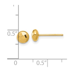 14K Polished and Diamond-cut 5.5mm Button Post Earrings - 2