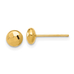 14K Polished and Diamond-cut 5.5mm Button Post Earrings - 2