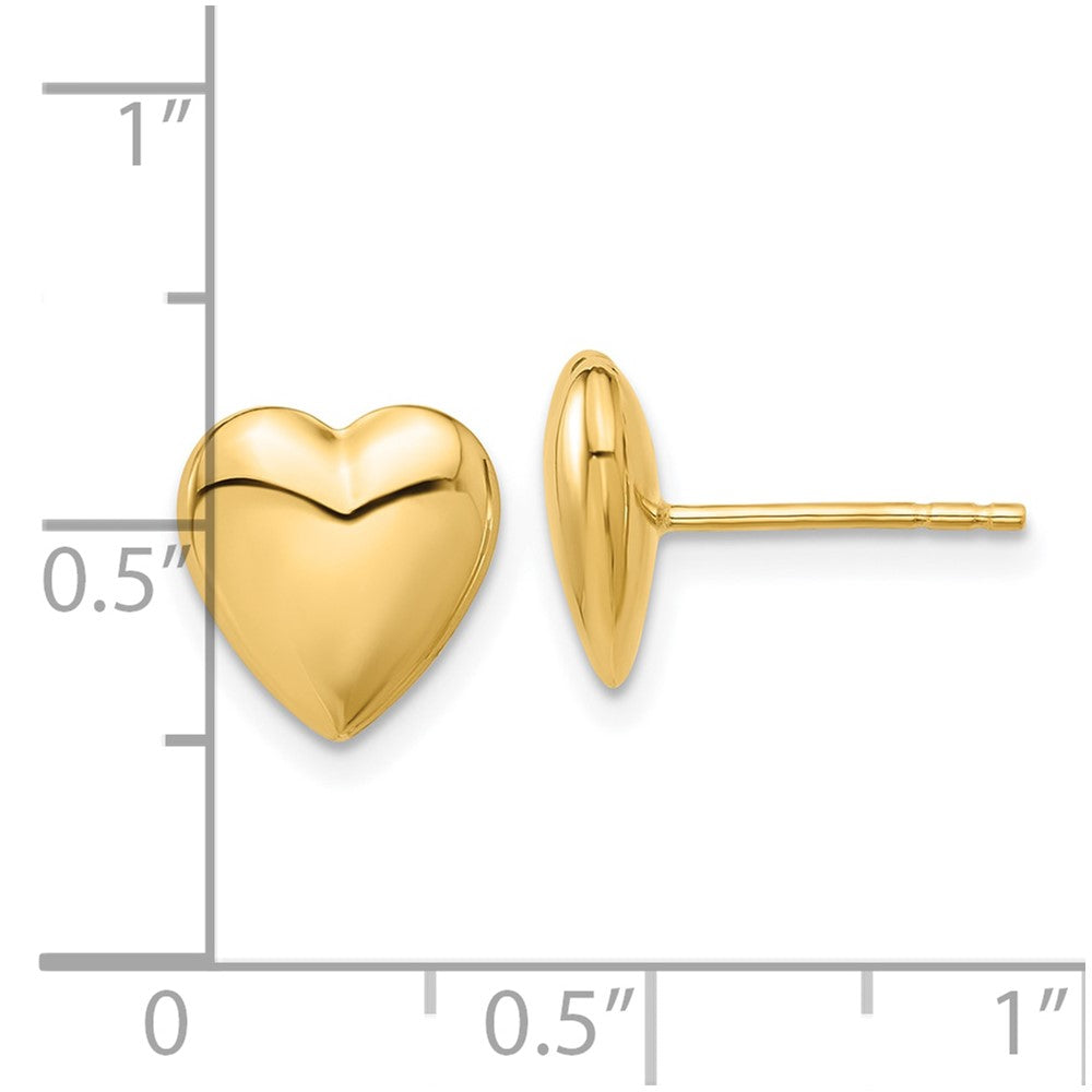 14K Polished Puffed Heart Post Earrings