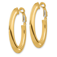 14K Polished Knife Edge Oval Hoop Omega Back Earrings - 2