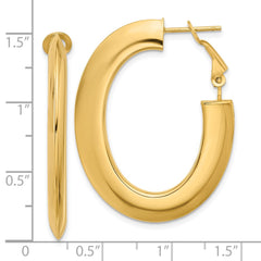 14K Polished Knife Edge Oval Hoop Omega Back Earrings - 2