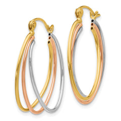 14K Tri Color Hoop Earrings - 2