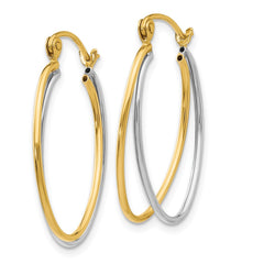 14K Two Tone Hoop Earrings - 2