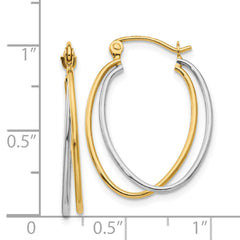 14K Two Tone Hoop Earrings - 2