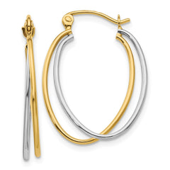 14K Two Tone Hoop Earrings - 2