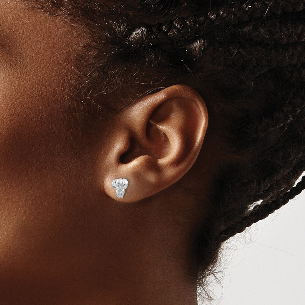 14k White Gold Elephant Earrings