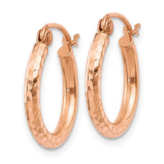 14k Rose Gold Lightweight Diamond-cut Hoop Earrings - 2
