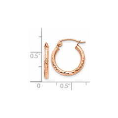 14k Rose Gold Lightweight Diamond-cut Hoop Earrings - 2