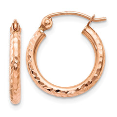 14k Rose Gold Lightweight Diamond-cut Hoop Earrings - 2