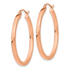 14k Rose Gold Lightweight Square Tube Hoop Earrings - 3
