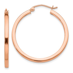 14k Rose Gold Lightweight Square Tube Hoop Earrings - 3