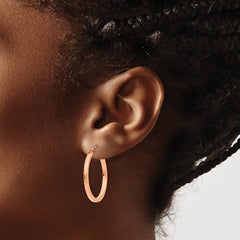 14k Rose Gold Lightweight Square Tube Hoop Earrings - 2