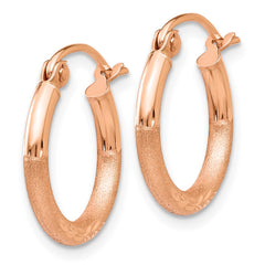 14k Rose Gold Lightweight Satin Diamond Cut Hoop Earrings - 4