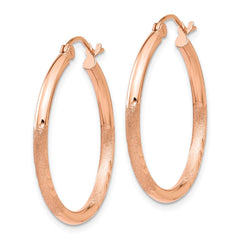 14k Rose Gold Lightweight Satin Diamond Cut Hoop Earrings - 3