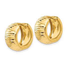 14K Gold Textured and Polished Hinged Hoop Earrings - 2