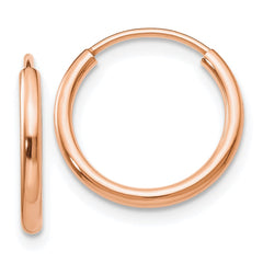 14k Rose Gold Polished Endless Tube Hoop Earrings - 9